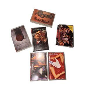 Lot Of 6 Vintage Rock Cassette Tapes: Poison Warrant Scorpions Great White